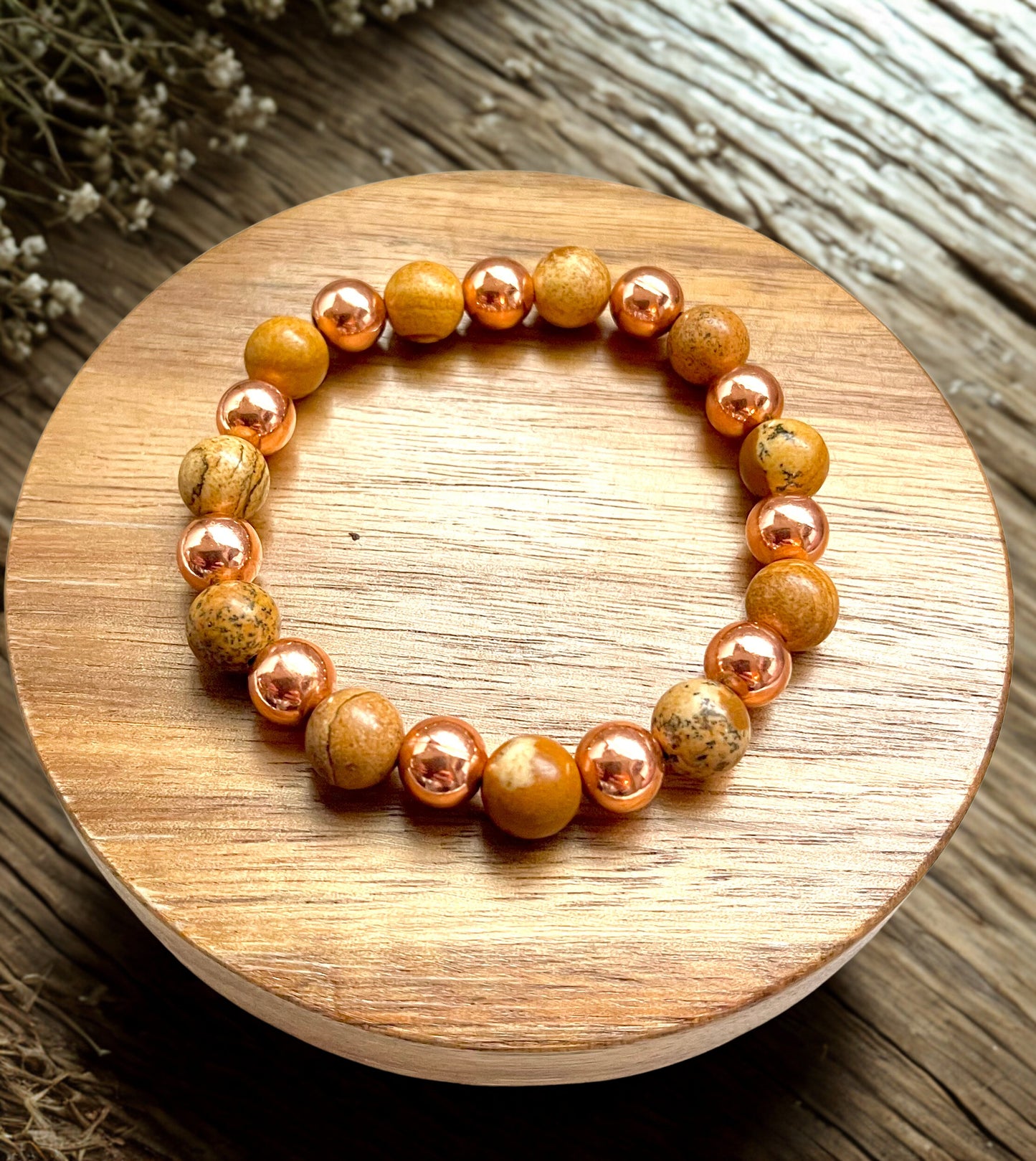 Copper and Picture Jasper Stretch Bracelet